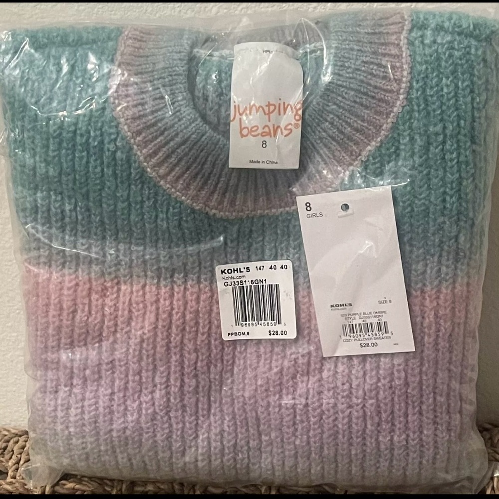 KOHL'S PURPLE BLUE COZY PULLOVER WINTER SWEATER GIRLS SIZE 8 CASUAL CUTE TOP NEW